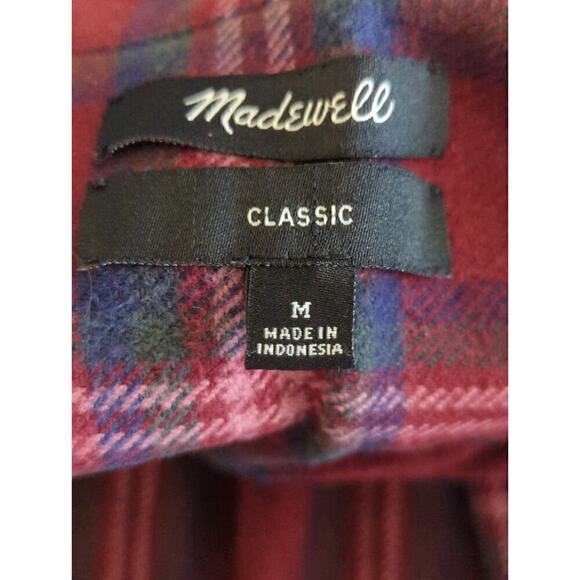Madewell Womens Plaid Cotton Long Sleeve Button Down Shirts Red Blue Size Medium - Picture 7 of 7